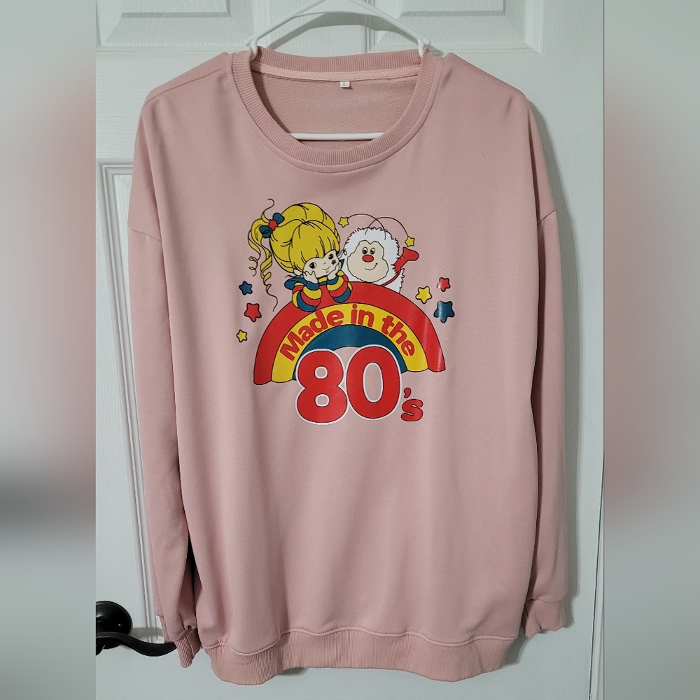 NWOT Rainbow brite Made in the 80s sweater, thin pink large